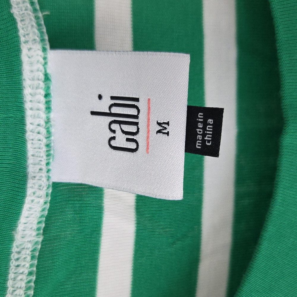 CAbi 5758 Green and White Diagonal Striped Tank Top Size M - Picture 3 of 6